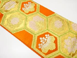 アンティーク　亀甲繋ぎに桐・花模様織り出し袋帯（着用可）